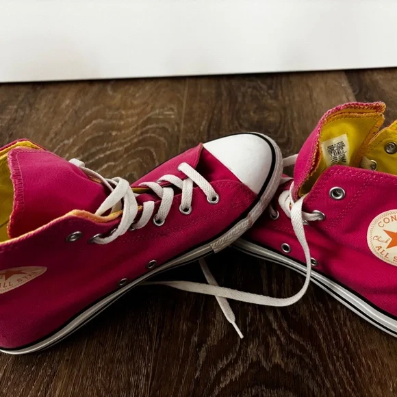 Converse High-tops (Pink, Yellow & Orange) - Picture 6 of 9